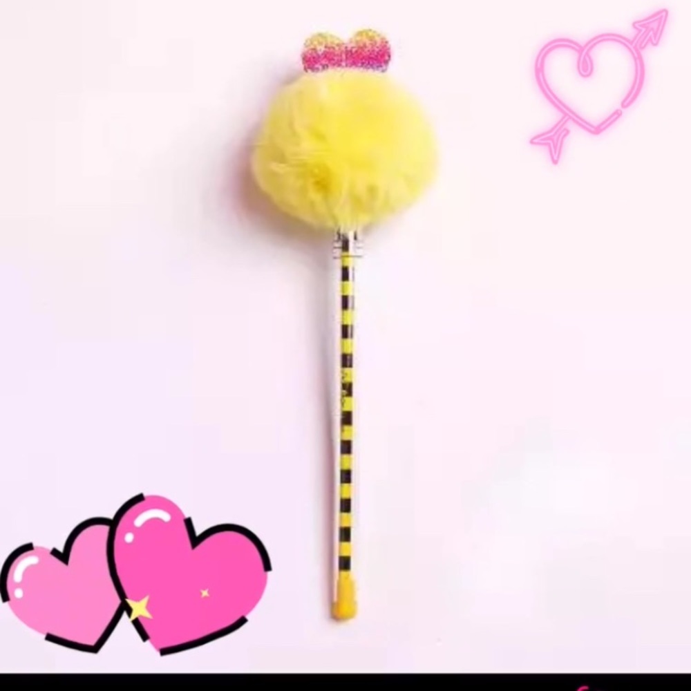 Clueless Inspired Fluffy Yellow Pen